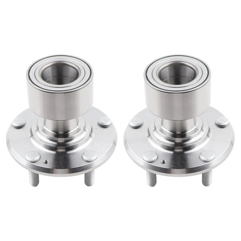 Two Piece Wheel Hub Bearing Assembly Set Compatible With 2011 Through 2015 Hyundai Elantra, 2013 Through 2017 Elantra GT, And 2012 Through 2017 Veloster Replace 510093 Premium Quality Replacement Part, shown in silver metal with sealed ball bearing design.