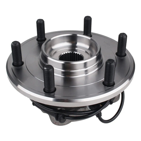 Rear Wheel Hub And Bearing Assembly Easy Install Drop In Fit For 2005 To 2012 Nissan Armada, 2004 Pathfinder Armada, And 2004 To 2010 Infiniti QX56 With ABS Replacement For Smooth Operation And Lasting Durability, shown with bolts and ABS sensor connector