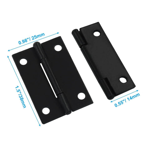 24 Pack Folding Butt Hinges Black 1.5 Inch Cabinet Gate Closet Door Hinges With 96 Mounting Screws For Home Projects