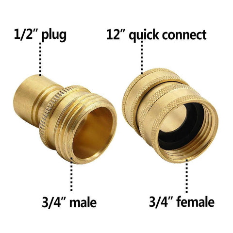 Brass Twinkle Star pressure washer adapter set with 1/2 inch plug, 12 inch quick connect, 3/4 inch male and 3/4 inch female