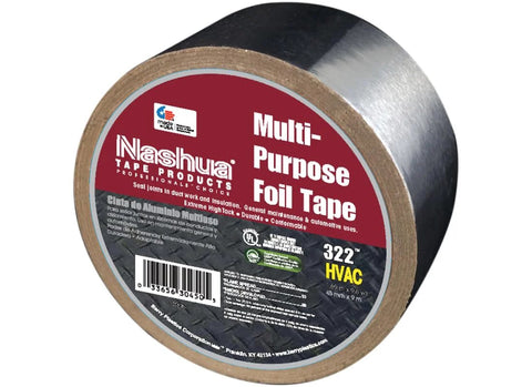 Nashua Multi-Purpose Foil Tape roll, 48mm x 9m, 3.2mil, UV & moisture resistant for HVAC ducts