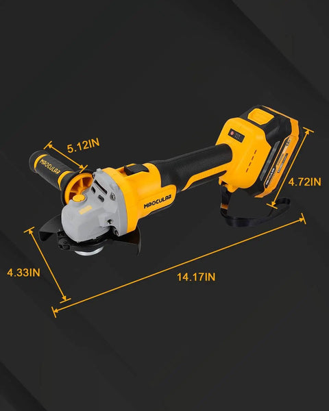 Cordless Angle Grinder 20V With 9600 RPM Brushless Motor, Four And A Half Inch To Five Inch Cutting Wheel, Includes Two 4.0Ah Batteries