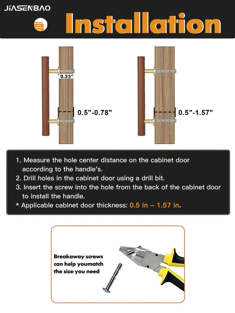 Installation guide for Brown Leather Drawer Pulls 5 Pack, 3.78 Inch Hole Center, showing measurements and screw details.