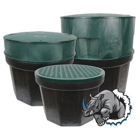Rhino 24 Inch Heavy Duty Catch Basin Kit With 24 Inch Grate, 10 Hole Box, Four Seals and Nuts, Ideal for Outdoor Drainage Systems