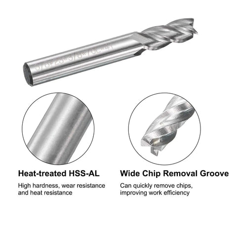 Four Piece HSS AL End Mills Set Pro Grade With Three Eighths Inch Cutting Diameter And Three Eighths Inch Shank Four Flutes Upcut Spiral Milling Cutter For Wood PVC MDF Engraving Router Bits
