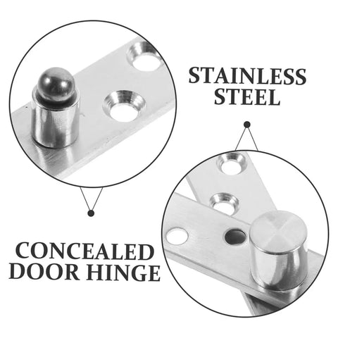 360 Degree Rotation Pivot Hinge Set 2 Pairs Heavy Duty Stainless Steel Concealed Door Hinge close-up view showing stainless steel finish.