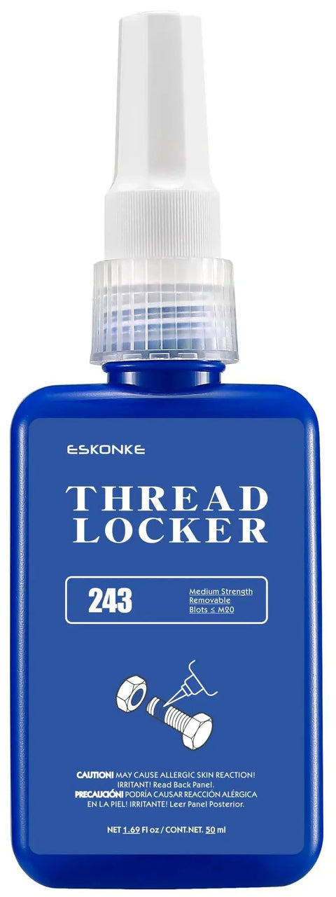Front view of bottle 2 Pack Thread Locker Blue 243 Medium And Red 271 High Strength Pro Grade Metal Sealant For Bolts Nuts And Fasteners