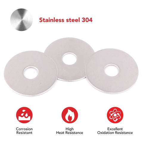 AOKOLL 3/8 in Fender washers, set of three 304 stainless steel flat washers.