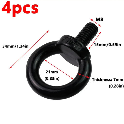 M8 Lifting Eye Bolts Set Of 4 Stainless Steel 304 Black Heavy Duty Rigging Gear dimensions