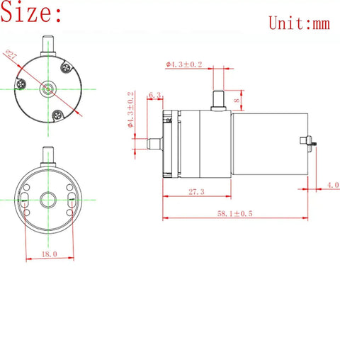 Technical diagram of Compact 12V DC Air Pump Booster With Silent High Flow Mini Design For Medical Equipment, Aquariums, Water Dispensers.