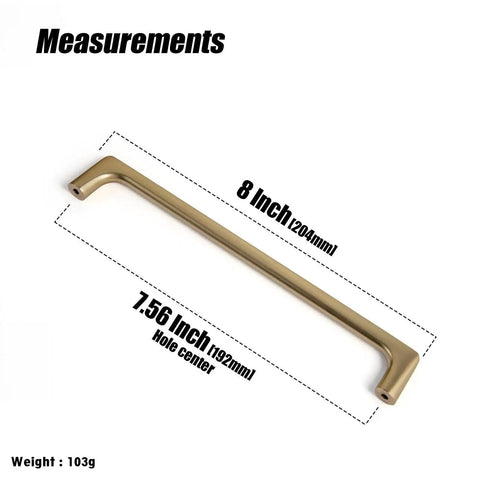 Champagne Bronze Cabinet Pulls With 7.6 Inch Center To Center Spacing Zinc Alloy Modern Handles showcasing measurements and weight