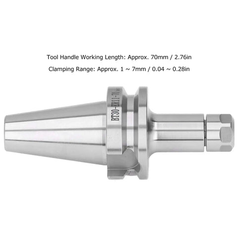 Top Notch Precision Collet Chuck Tool Holder Set 0.005mm For CNC Milling in polished steel, side view showing clamping range.