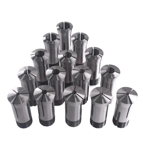 15-piece 5C collet set for mill chuck holder, 1/8 to 1 inch, hardened, TIR 0.0005, for milling, drilling, precision boring