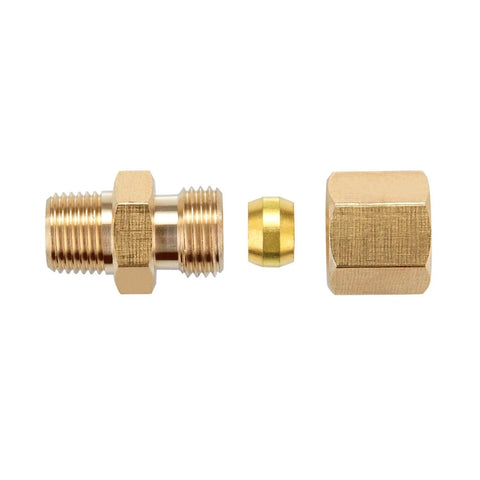 Heavy Duty Brass Tube Fitting Set Four Pack For Plumbing Pros One Quarter Inch Tube OD To One Quarter Inch NPT Male Straight Coupler