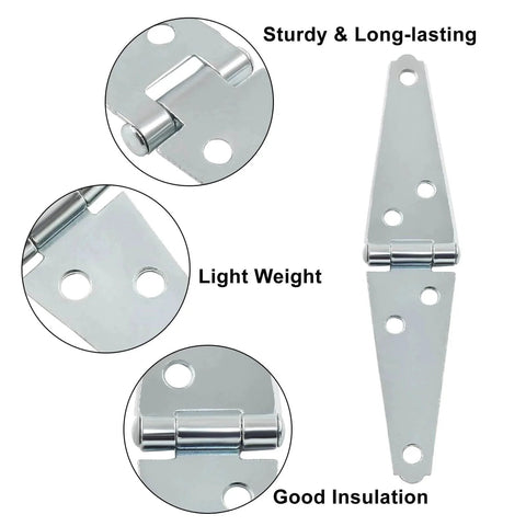 3 Inch Strap Hinges Heavy Duty Surface Mount Hinges with Mounting Screws for Barn Doors and Marine Use, durable metal construction, side view