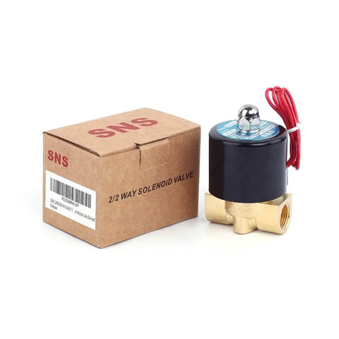 Three Eighths Inch NPT Brass Electric Solenoid Valve DC12V Normally Closed For Water Air Diesel, two way, brass body and box