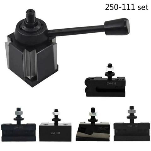 Wedge Type Quick Change Tool Post Set For Mini Lathe And 12 Inch Swing CNC Lathe Tool Holder Beefy Steel Precision Ground Fits Up To One Half Inch Tool Bits Durable Lathe Accessory