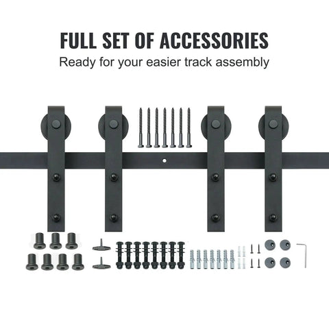 Sliding Barn Door Hardware Kit 8 Ft Heavy Duty Track Kit For Double Doors With Smooth Silent Pulley Supports