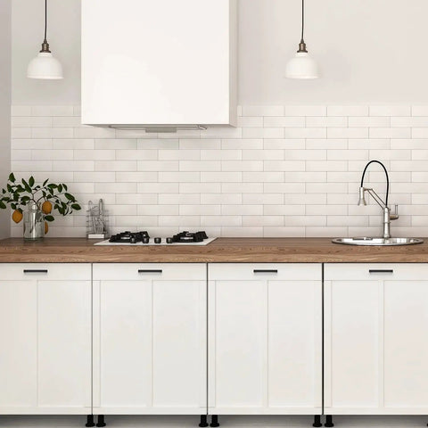 Modern kitchen with white cabinets featuring 30 Pack 4 Inch Square Kitchen Cabinet Handles Matte Black Drawer Pulls For Cupboards And Cabinets.