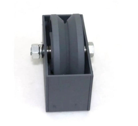 Heavy Duty Four Inch Cast Iron V Groove Wheel With Weldable Wheel Box for sliding and rolling gates, front view