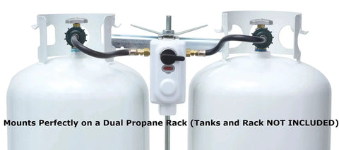 Dual Tank RV Propane Regulator With 2 Stage Auto Changeover For Continuous Gas Supply On RVs Vans And Trailers includes two tanks