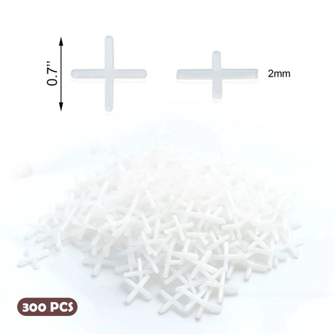 300 Pack 2mm Cross Tile Spacers for Wall and Floor Tiling Precise Spacing Durable Plastic Tile Locator Leveling Slab Spacers