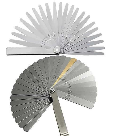 Curved Steel Gapped Feeler Gauge Set For Woodworking With 16 Blades And 0.05 To 1 Millimeter Thickness Range, 100A16 Model