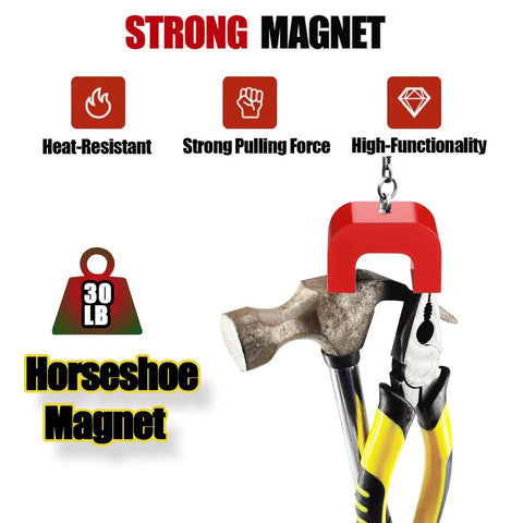 30Lb Red Cast Horseshoe Magnet Alnico U Magnet For Nails DIY Education holding tools like hammer and pliers