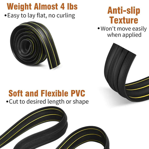 Heavy Duty Floor Cable Cover With Three Channels For Wires On The Floor Outdoor Cord Hider details; soft, flexible PVC, anti-slip texture