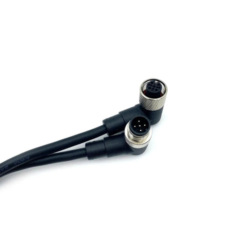 Right Angle M12 5 Pin A Code Connector Cable 0.5 Meter Female To Male PVC Jacket AWG22 125V 4A Industrial Molded Wire