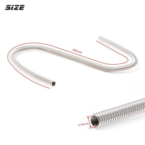 iRKY stainless steel 44-inch flexible heater hoses, two hoses with four chrome caps, 0.59 in diameter