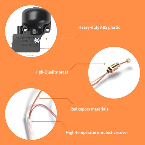 IDEASURE patio propane heater replacement parts: 13.8-inch thermocouple and dump switch, brass sensor, red copper wires, high-temp cover