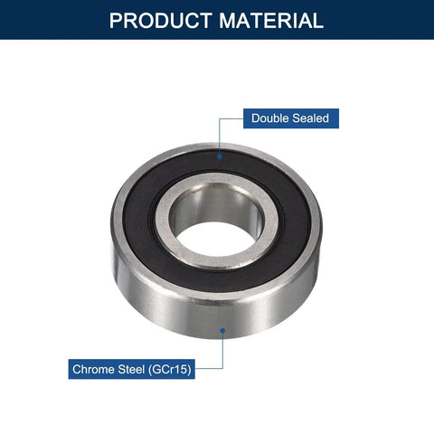Pro Grade Compact Chrome Steel Deep Groove Ball Bearings With Double Shield Z2 1/4 Inch Bore, 11/16 Inch OD, close-up view