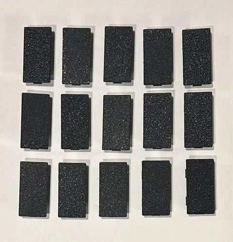 15 Piece End Caps For 2040 Aluminum Extrusion Rails 20x40mm T Slot, top view displaying black end caps in an arranged layout