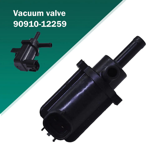 Vacuum switch valve, black high-temp plastic, 2-pin plug‑and‑play auto part; 90910-12259/90910-12272; fits Toyota cars