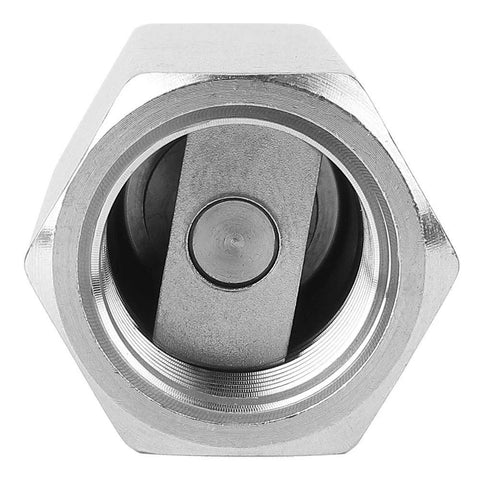 Stainless steel hex air check valve with BSPP female thread, 1/4 inch, one-way valve for gas, oil or water piping