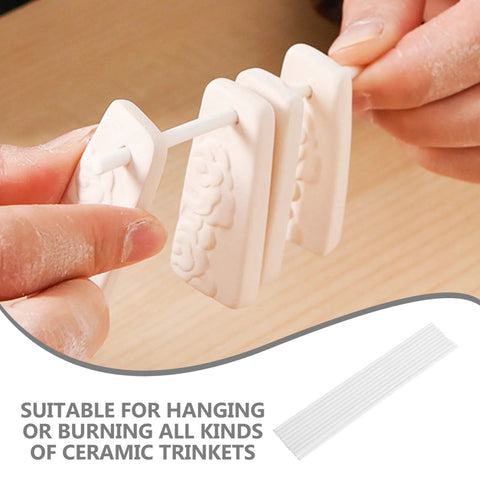 TEHAUX white alumina kiln hanging rods, 10-pack, 3.94 in long ceramic bead/pendant firing supports