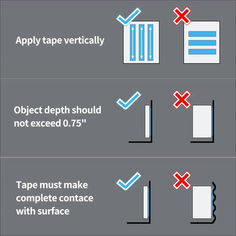 Illustration showing instructions on how to apply Double-Sided Mounting Tape 10 Ft Removable Adhesive Foam Tape Transparent for optimal use.