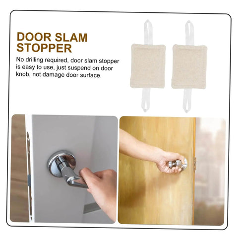 Door damper and slam silencer set reduces noise, prevents slams, protects walls and fingers, compatible with most doors.