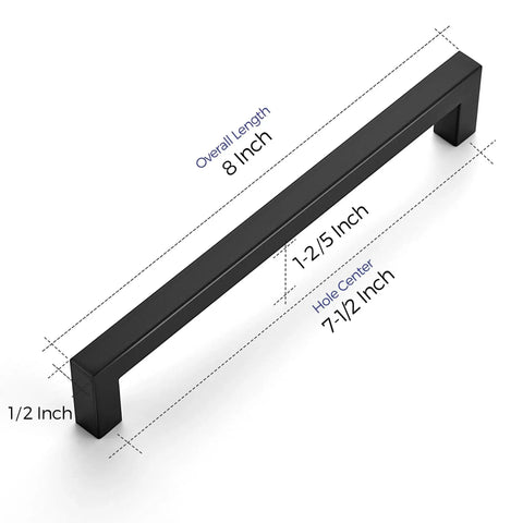 20 Pack 7-1/2 Inch Square Kitchen Cabinet Handles Matte Black Pulls For Cupboard And Drawer