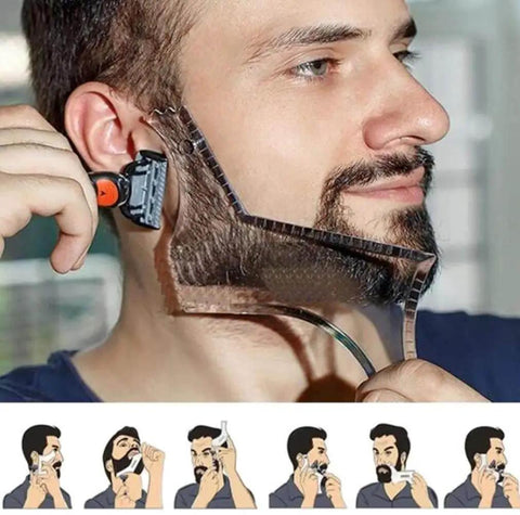 Beard Shaping Tool With Comb For Perfect Lineup And Edging For Mens Jaw Cheek And Neck Lines With Symmetric Curve And Step Cut Guides