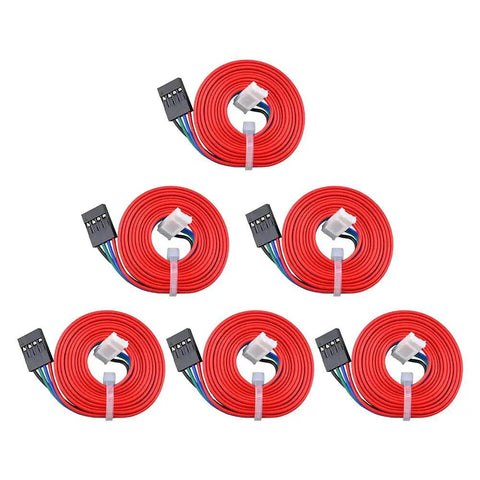 1 Meter Stepper Motor Cable Kit With 4 Pin XH 2.54 To 6 Pin PH 2.0 Extended Connectors For NEMA 17 Motors, 6 Pack, red cables