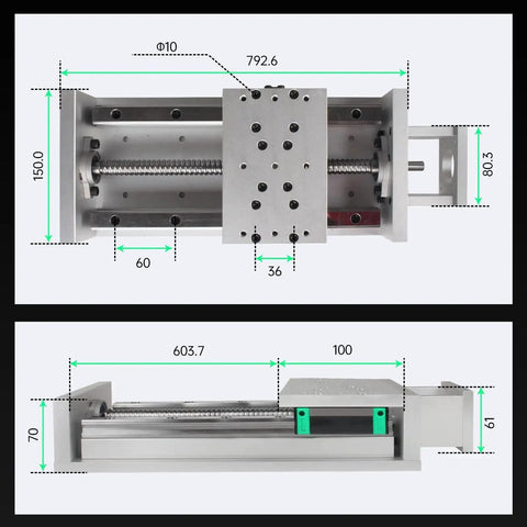 600mm Travel X Y Z Axis Cross Sliding Table Beefy With SFU 1605 Ballscrew And Limit Switches Includes Motor Mount Bracket For CNC Router