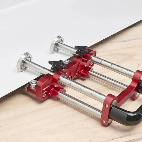 Pro Grade 2 Station Metal Bender for bends up to 150 mm with adjustable roller spacing, shown in use with metal panel.