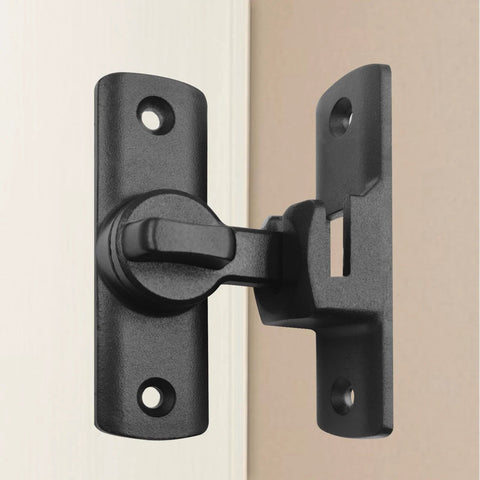 Black Barn Door Lock With 90 Or 180 Degree Flip Door Chain Lock A Versatile Security Sliding Lock For Bathrooms Garages Cabinets And Storm Doors No Fuss Install Sturdy Black Finish 1 Pack mounted on door