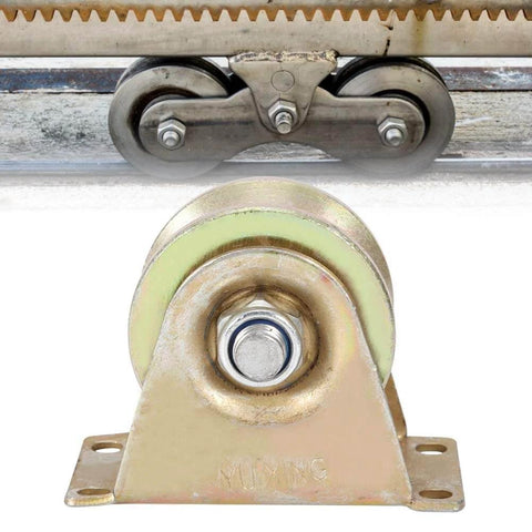 2 Pack 60mm Sliding Gate Roller Set With Steel V Type Wheel Track for Smooth Quiet Sliding Doors Heavy Duty Gate Replacement Parts