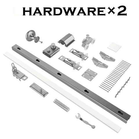 Hardware Kit for Black Aluminum Bifold Mirror Door For 60x80 Opening, Preassembled With Hardware Kit, Indoor Bi Fold Barn Door Kit