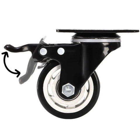 8 Pack 3 Inch Caster Wheels With Safety Brake Heavy Duty Swivel Plate Casters 360 Degree Rotating No Noise Wheel