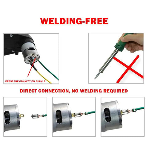 Installation of Dual 24V RS555 35000RPM Electric Motor Drive Engines, no welding required, showing direct cable connection process