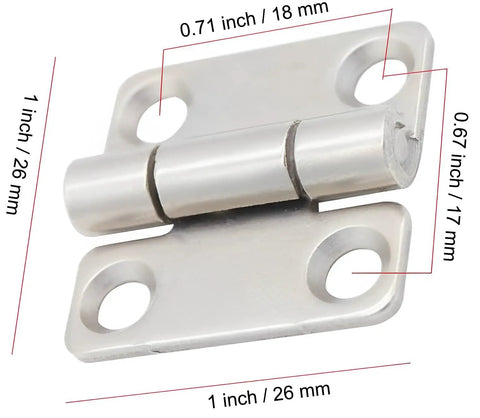 Compact 1 Inch Self Closing Cabinet Hinge Six Pack With Friction Hold At Any Angle showing metal hinge dimensions